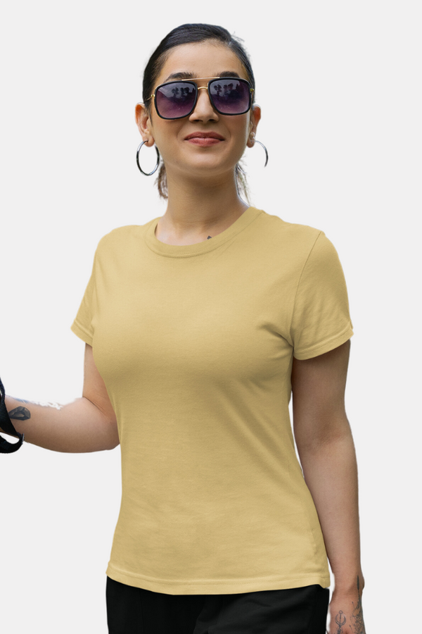 Beige T-Shirt For Women - WowWaves