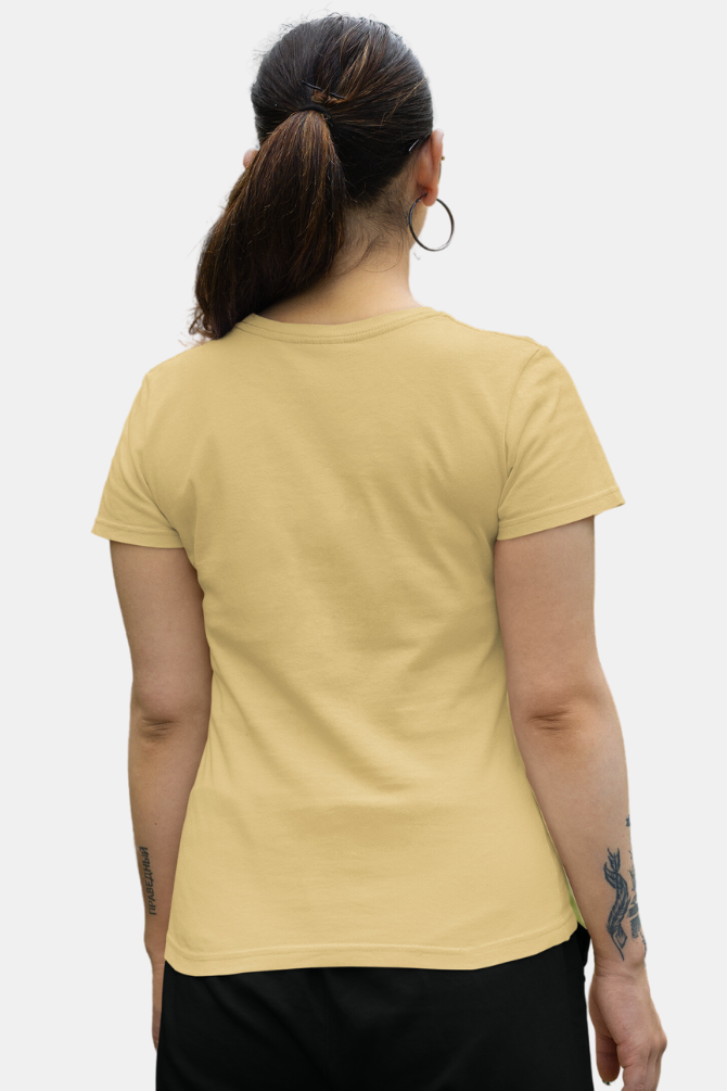 Beige T-Shirt For Women - WowWaves - 4