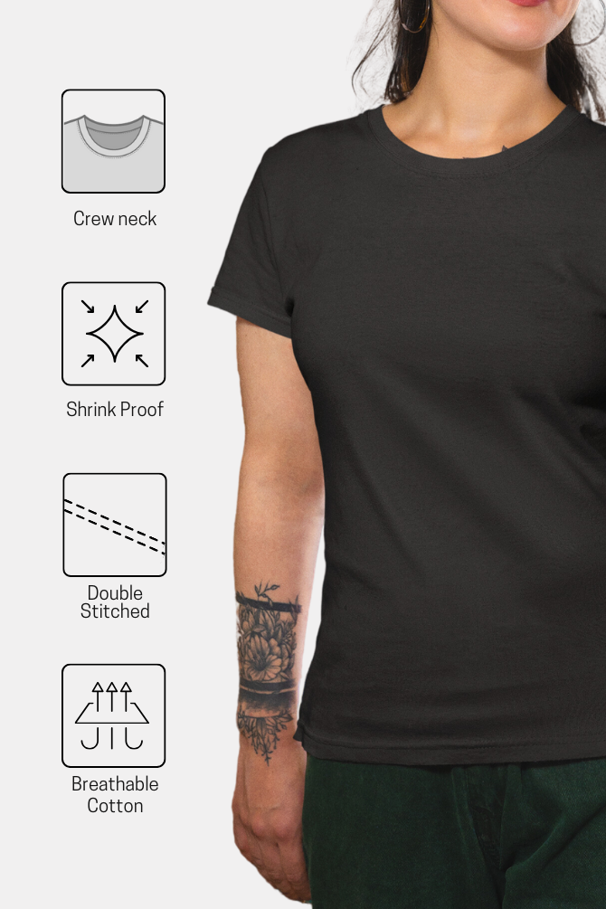 Black T-Shirt For Women - WowWaves - 6
