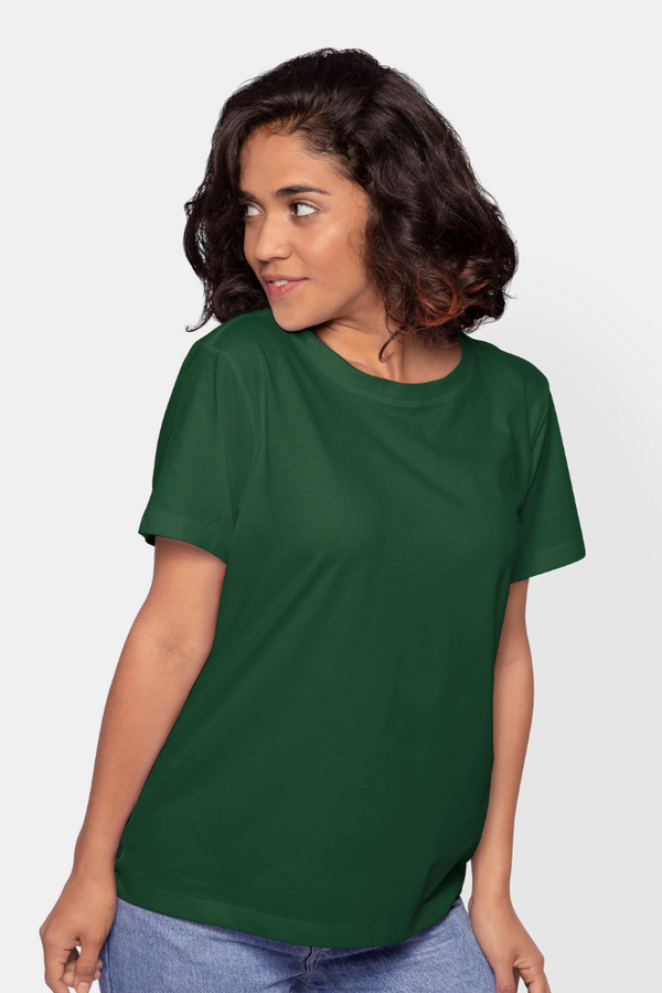 Bottle Green T-Shirt For Women - WowWaves