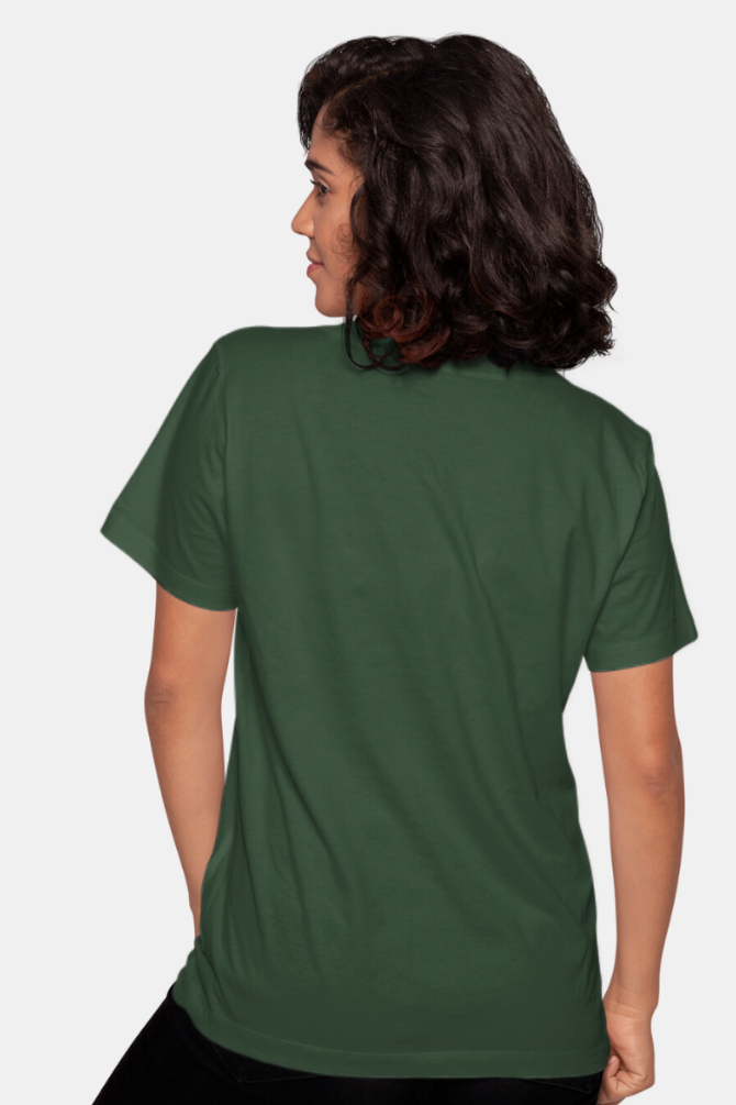 Bottle Green T-Shirt For Women - WowWaves - 3