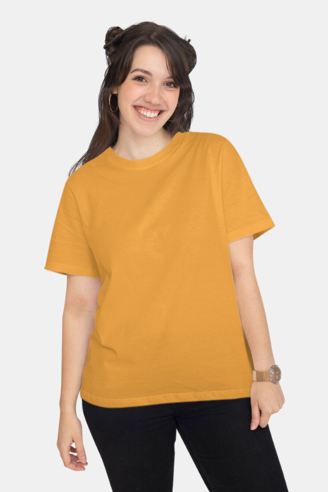 Golden Yellow T-Shirt For Women - WowWaves - 1