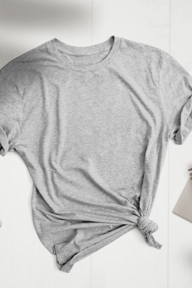 Grey Melange T-Shirt For Women - WowWaves - 2