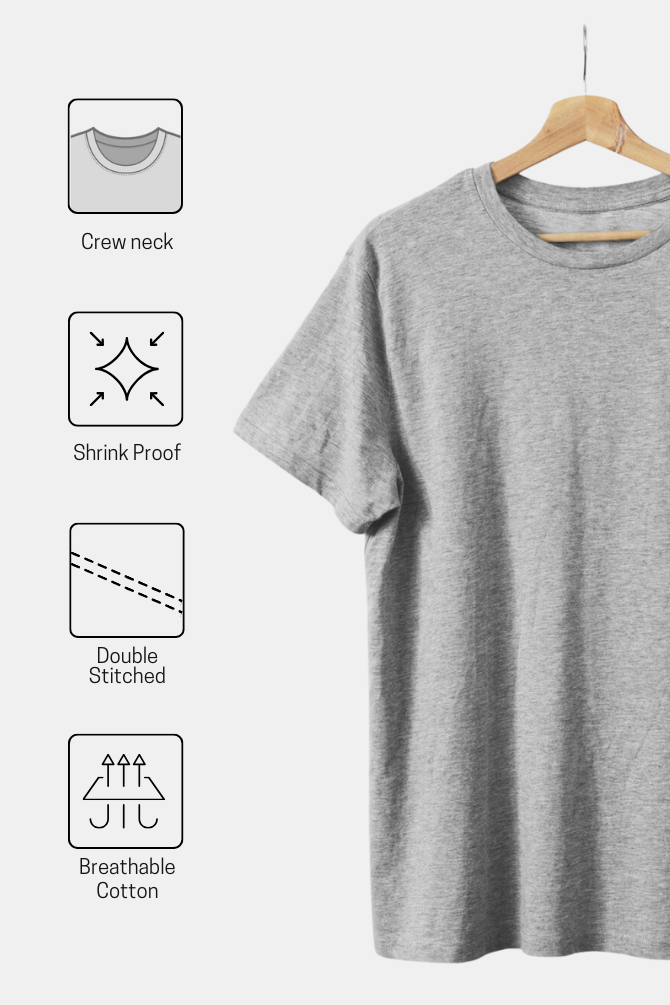 Grey Melange T-Shirt For Women - WowWaves - 5
