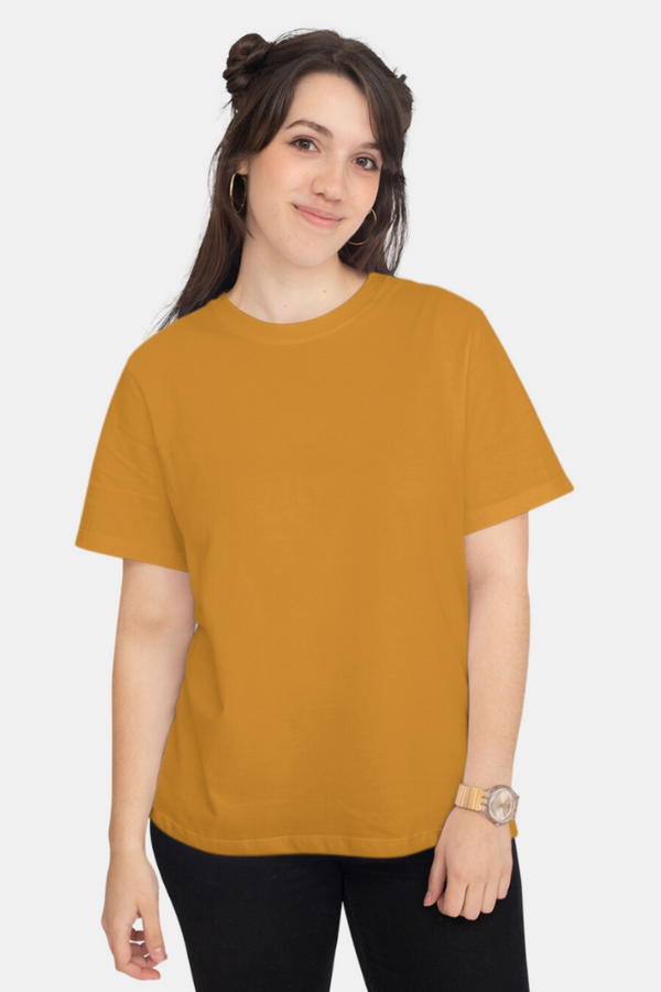 Mustard Yellow T-Shirt For Women - WowWaves