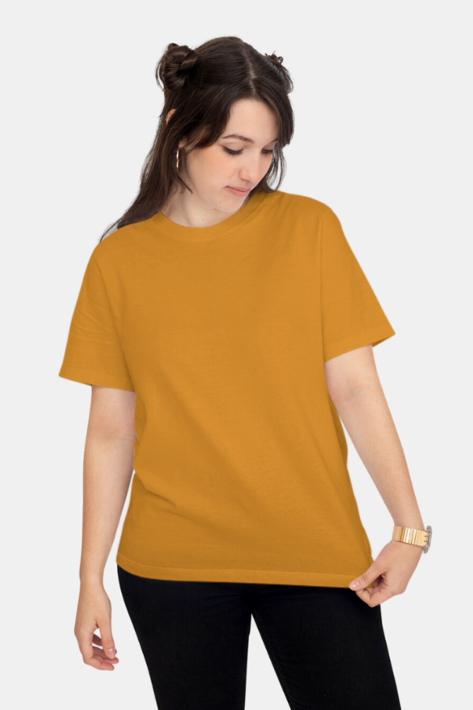 Mustard Yellow T-Shirt For Women - WowWaves - 1