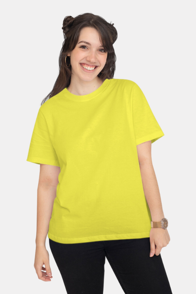 Bright Yellow T-Shirt For Women - WowWaves