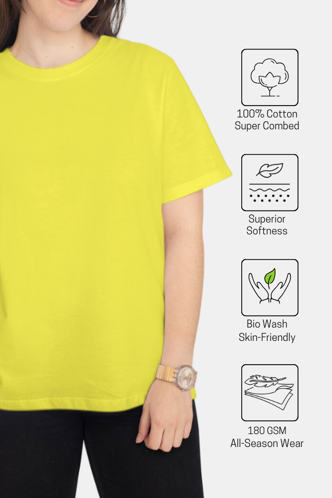 Bright Yellow T-Shirt For Women - WowWaves - 4
