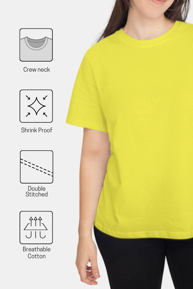 Bright Yellow T-Shirt For Women - WowWaves - 5