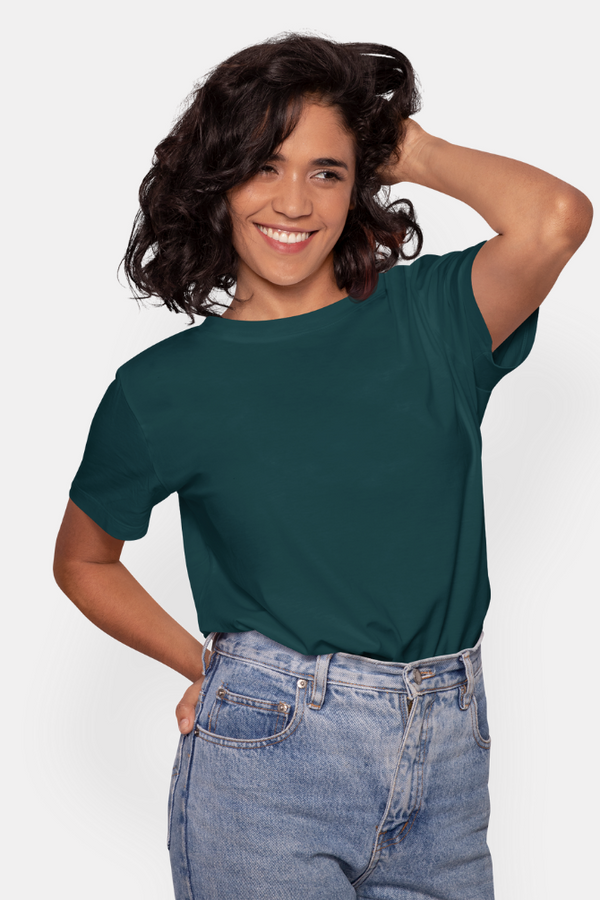 Petrol Blue T-Shirt For Women - WowWaves