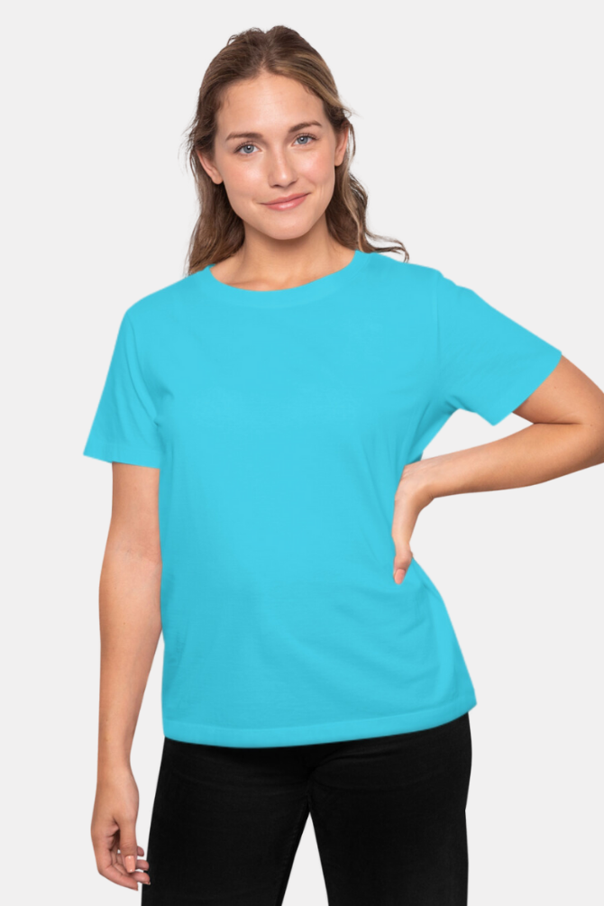 Skyblue T-Shirt For Women - WowWaves - 1