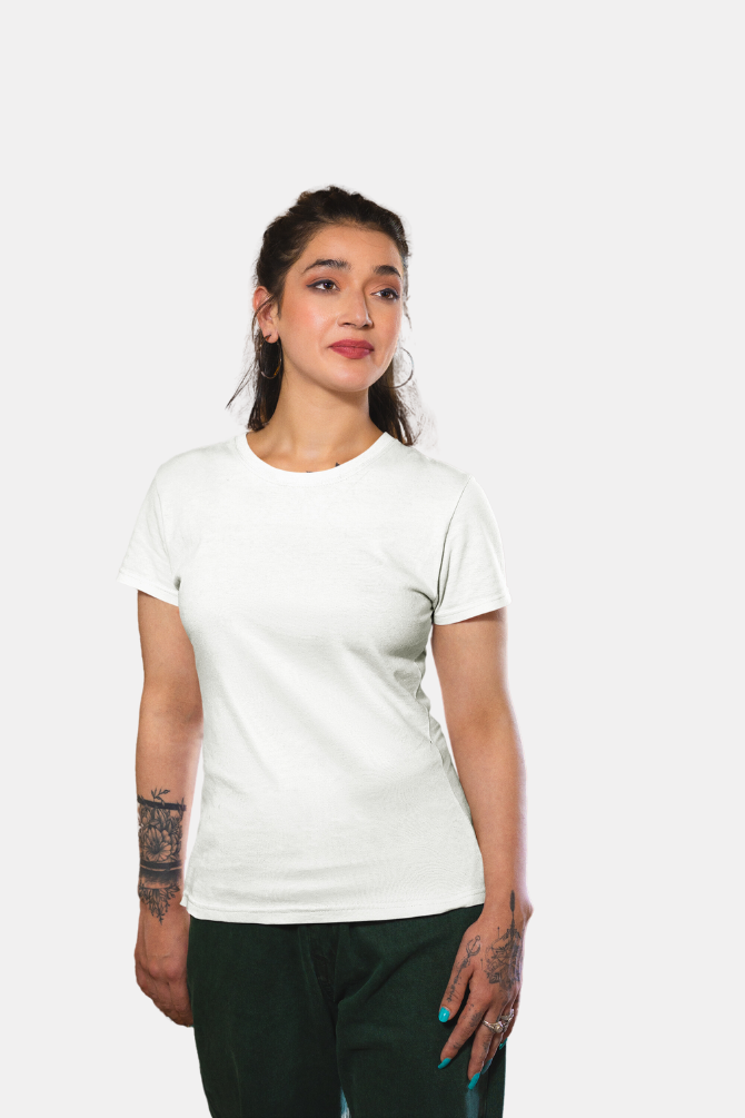 White T-Shirt For Women - WowWaves - 1