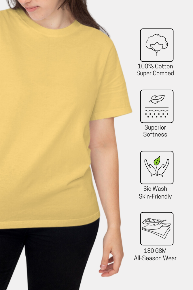 Yellow T-Shirt For Women - WowWaves - 4