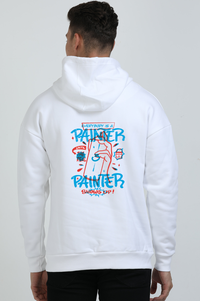 Everybody Is A Painter White Printed Oversized Hoodie For Men - WowWaves - 5