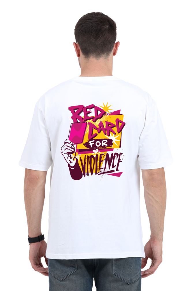 Red Card Soccer White Printed Oversized T-Shirt For Men - WowWaves - 3