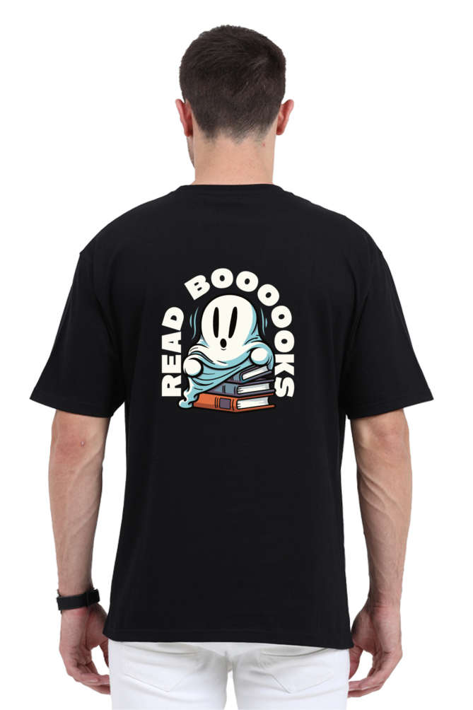 Spooky Book Lover Black Printed Oversized T-Shirt For Men - WowWaves - 3