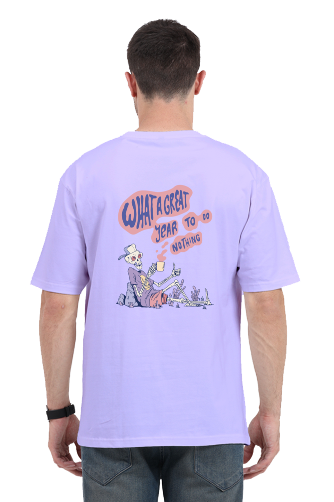 Anti New Year Lavender Printed Oversized T-Shirt For Men - WowWaves - 4