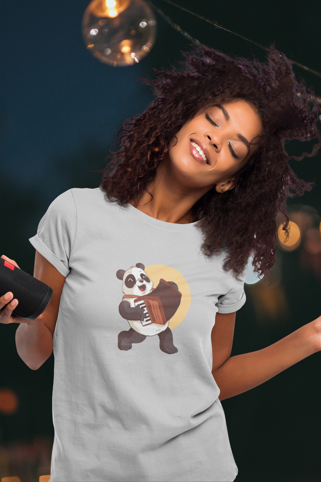 Panda Melody Printed T-Shirt For Women - WowWaves - 6