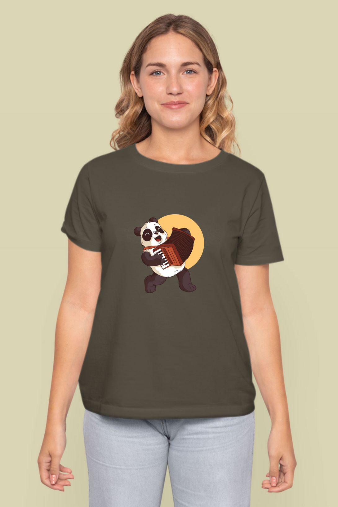 Panda Melody Printed T-Shirt For Women - WowWaves - 7