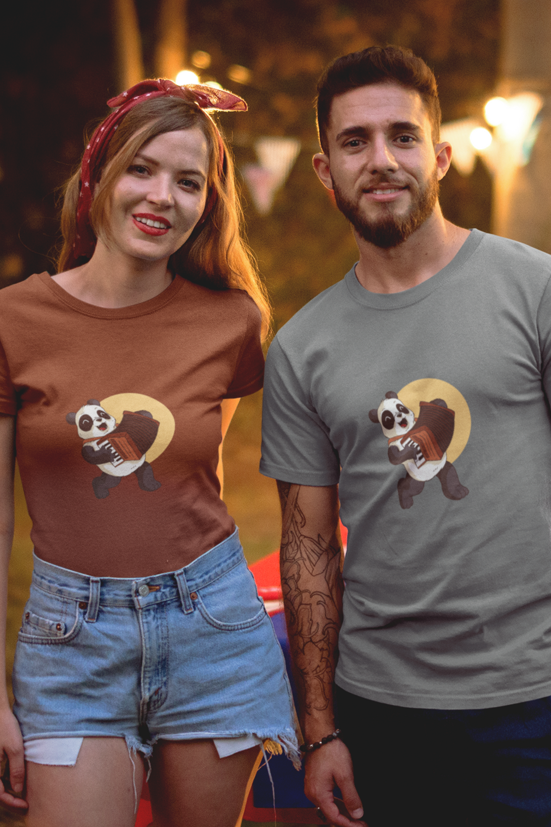 Panda Melody Printed T-Shirt For Women - WowWaves - 4