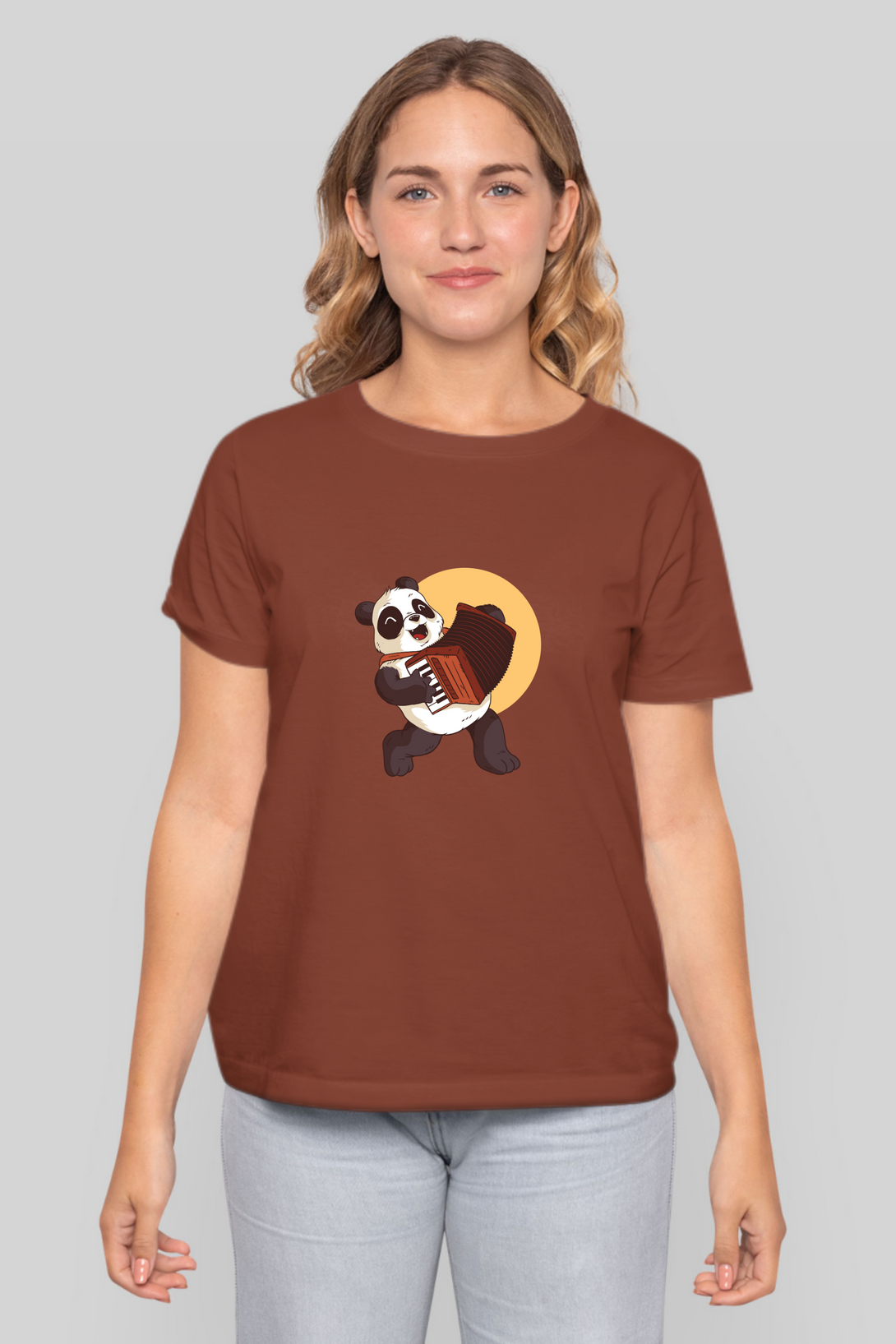 Panda Melody Printed T-Shirt For Women - WowWaves - 8