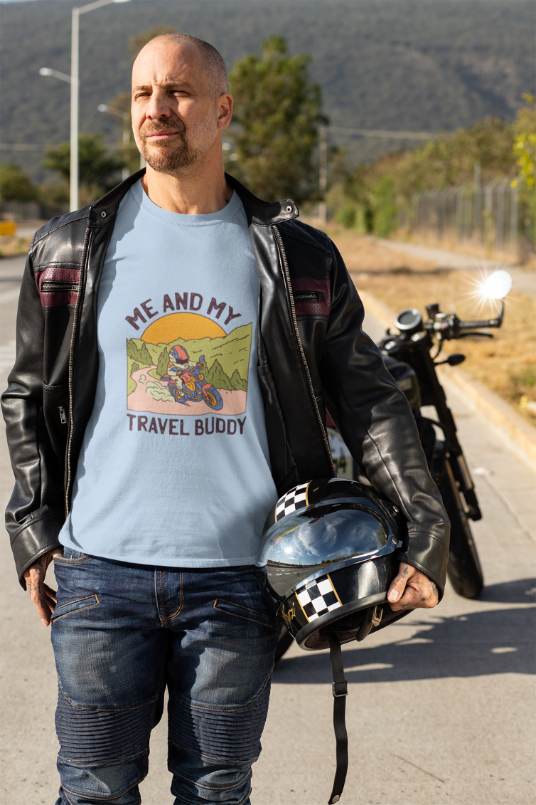 Mountain Motorcycle Printed T-Shirt For Men - WowWaves