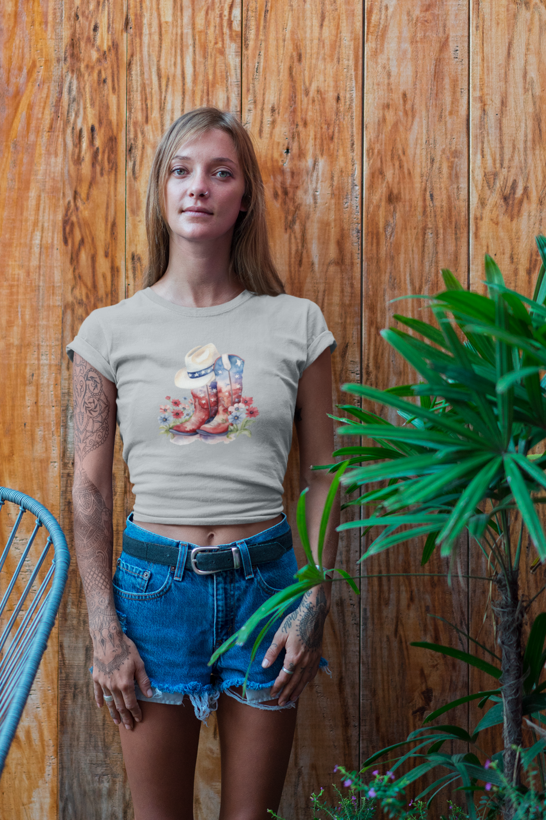 American Cowboy Printed T-Shirt For Women - WowWaves - 3