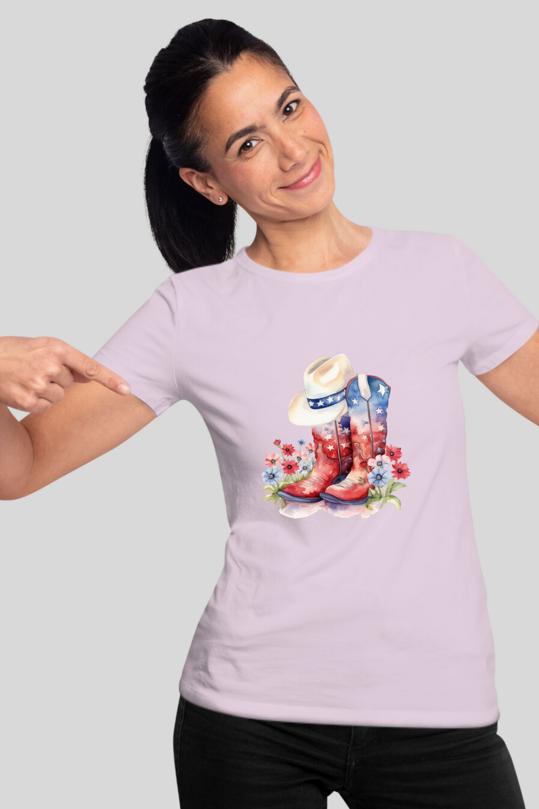 American Cowboy Printed T-Shirt For Women - WowWaves - 8