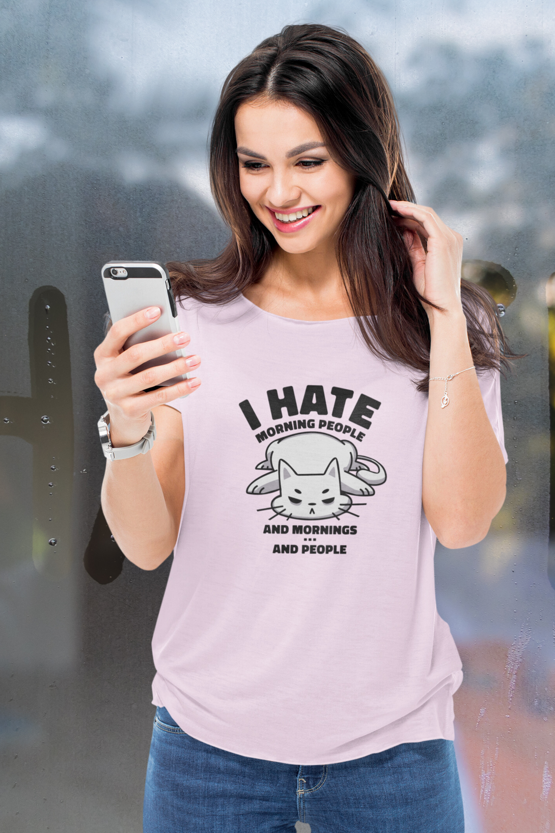 Angry Cat Printed T-Shirt For Women - WowWaves - 3