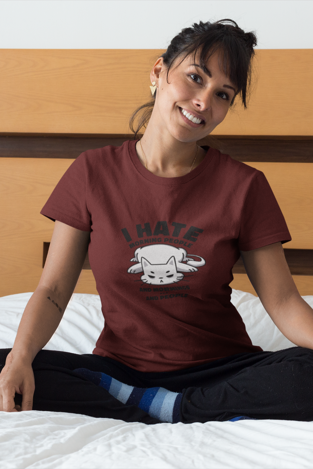 Angry Cat Printed T-Shirt For Women - WowWaves - 8
