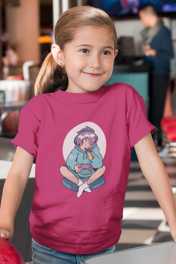 Gamer Anime Printed T-Shirt For Girl - WowWaves