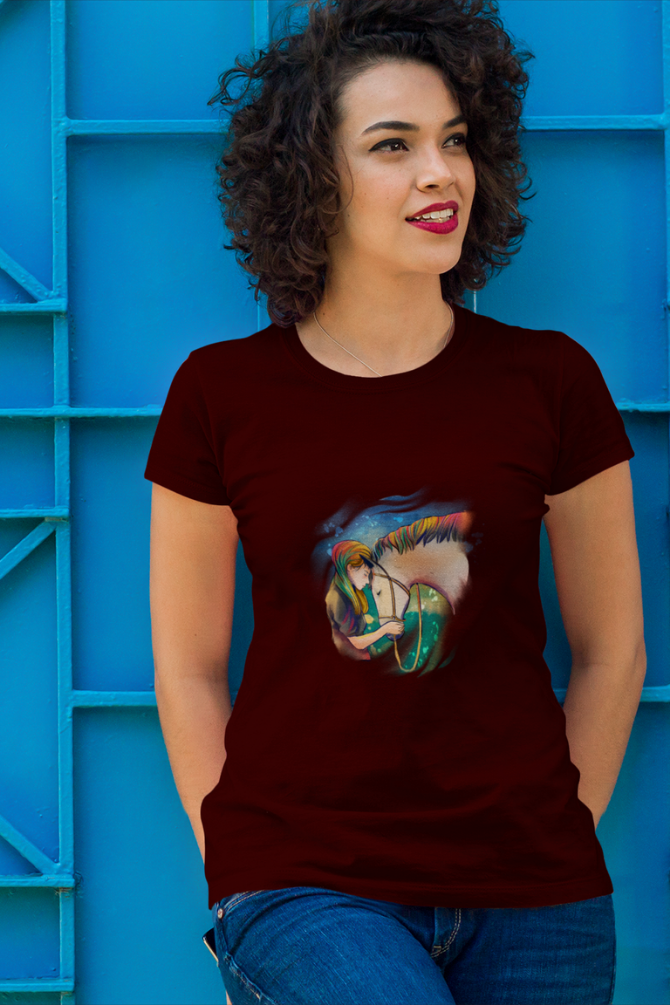 Colorful Horse Printed T-Shirt For Women - WowWaves - 7
