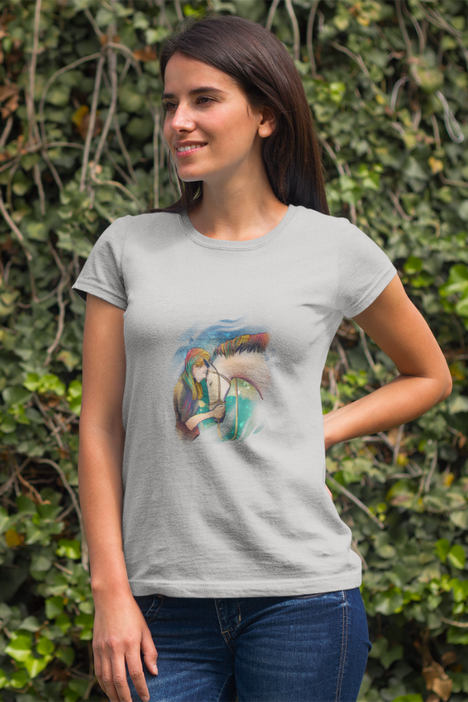 Colorful Horse Printed T-Shirt For Women - WowWaves - 4