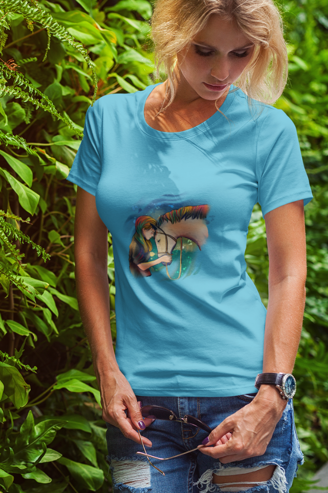 Colorful Horse Printed T-Shirt For Women - WowWaves - 3