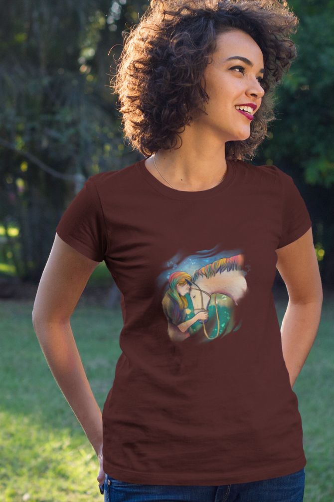 Colorful Horse Printed T-Shirt For Women - WowWaves - 5