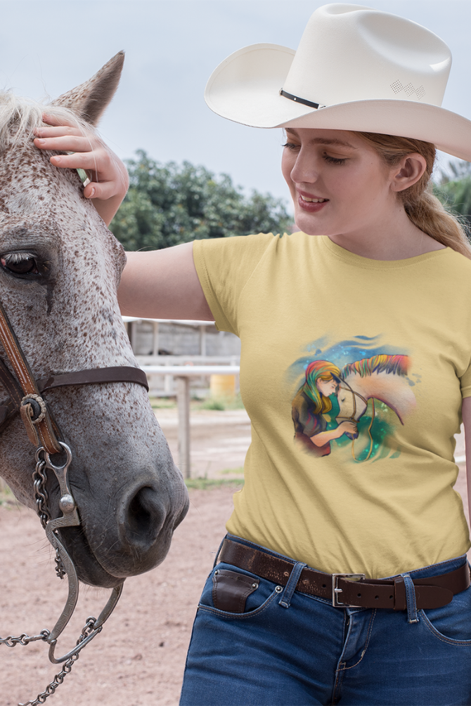 Colorful Horse Printed T-Shirt For Women - WowWaves - 2