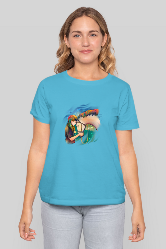 Colorful Horse Printed T-Shirt For Women - WowWaves - 10