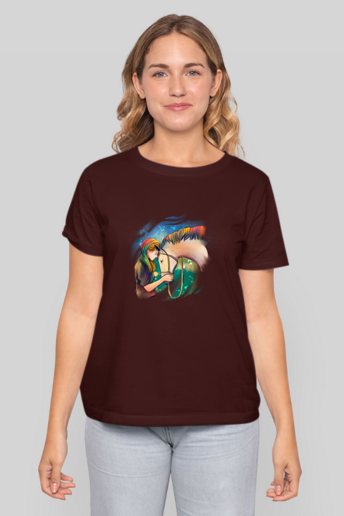 Colorful Horse Printed T-Shirt For Women - WowWaves - 8