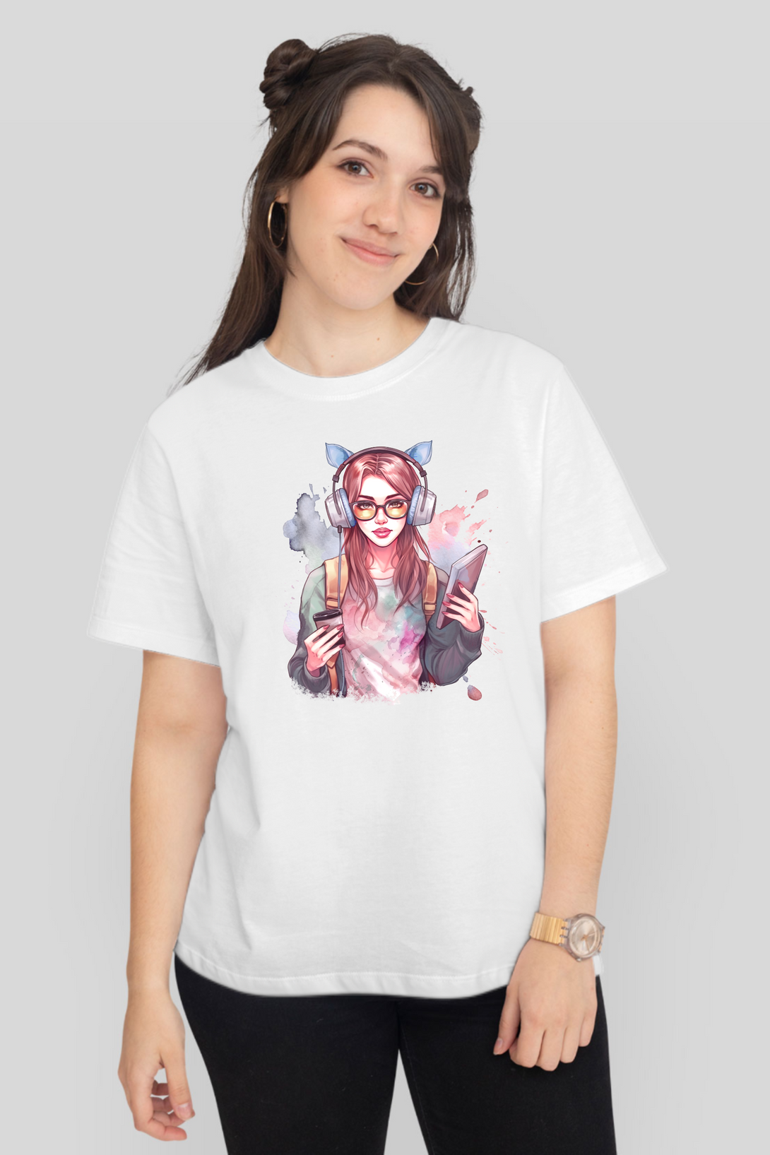 Artistic Student Printed T-Shirt For Women - WowWaves - 7
