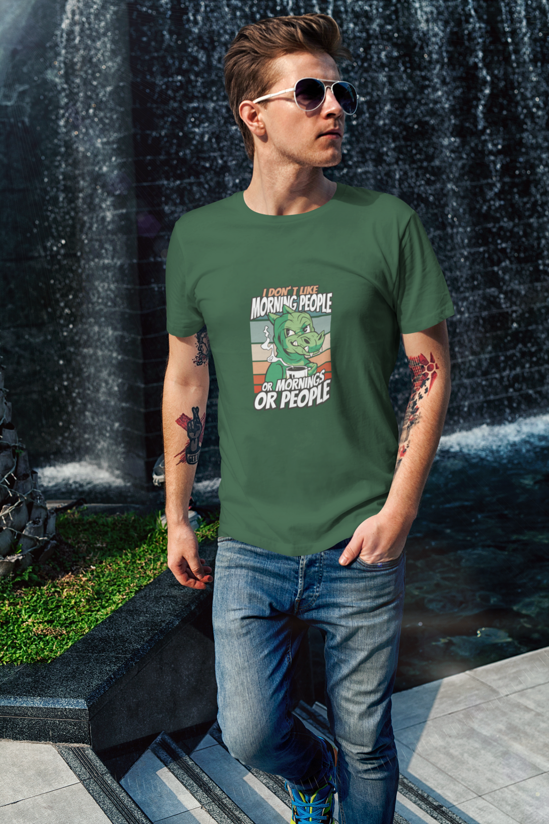 Introvert Dinosaur Printed T-Shirt For Men - WowWaves