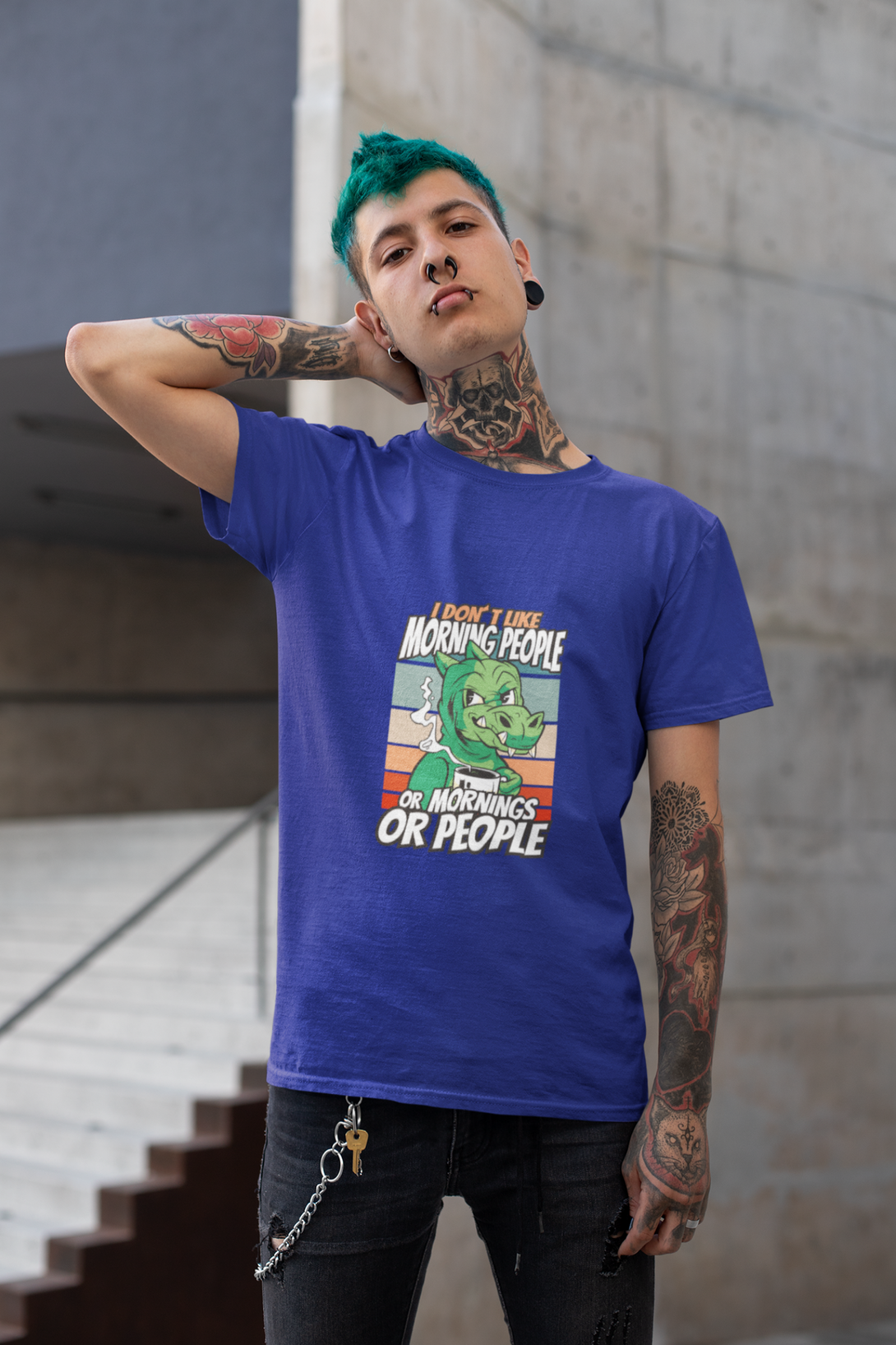 Introvert Dinosaur Printed T-Shirt For Men - WowWaves - 5