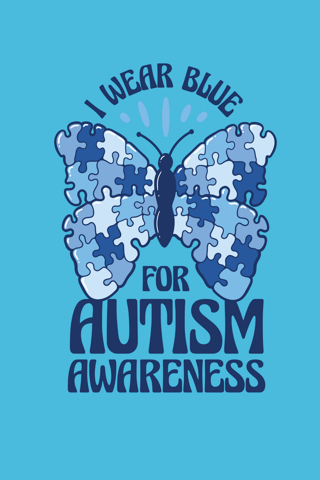 Autism Awareness Puzzle Skyblue Printed T-Shirt For Men - WowWaves - 1