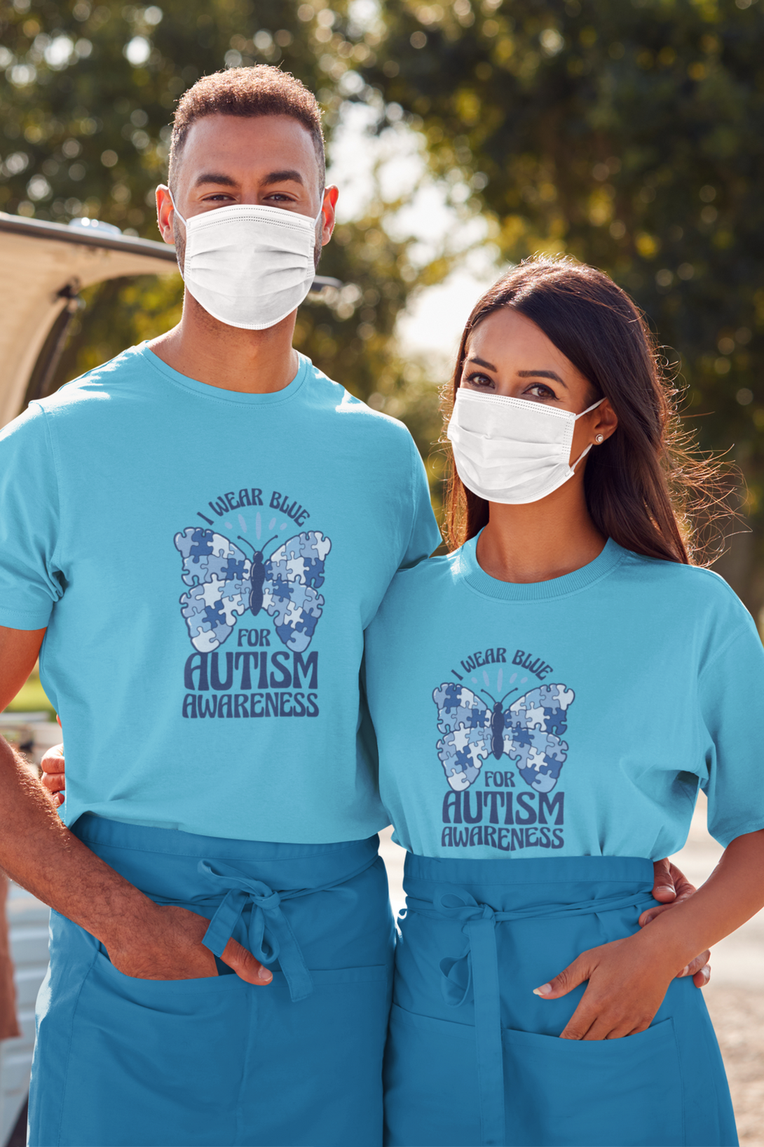 Autism Awareness Puzzle Skyblue Printed T-Shirt For Men - WowWaves - 3