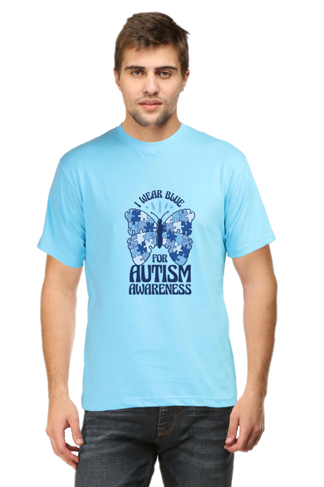 Autism Awareness Puzzle Skyblue Printed T-Shirt For Men - WowWaves - 5
