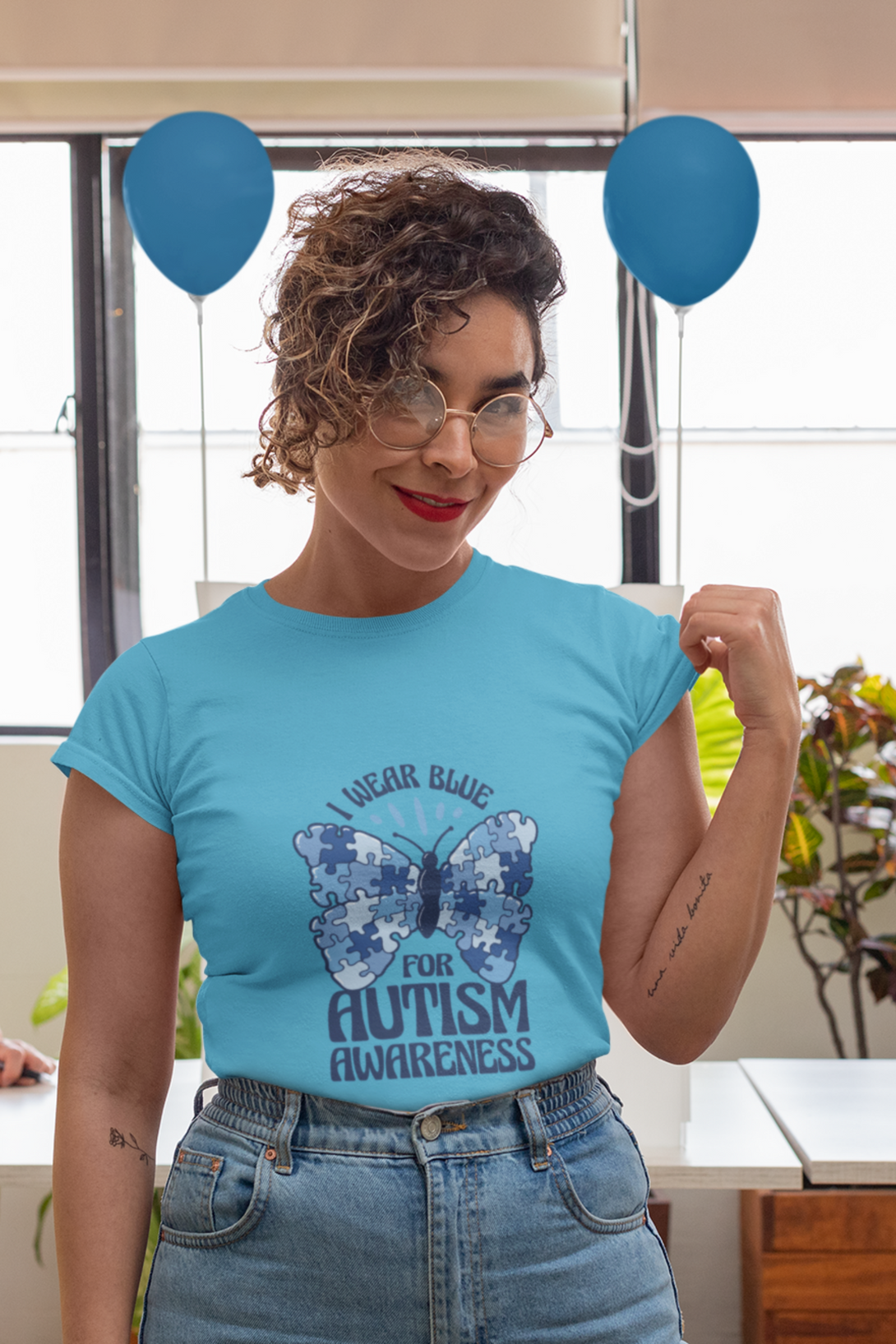 Autism Awareness Puzzle Skyblue Printed T-Shirt For Women - WowWaves - 2