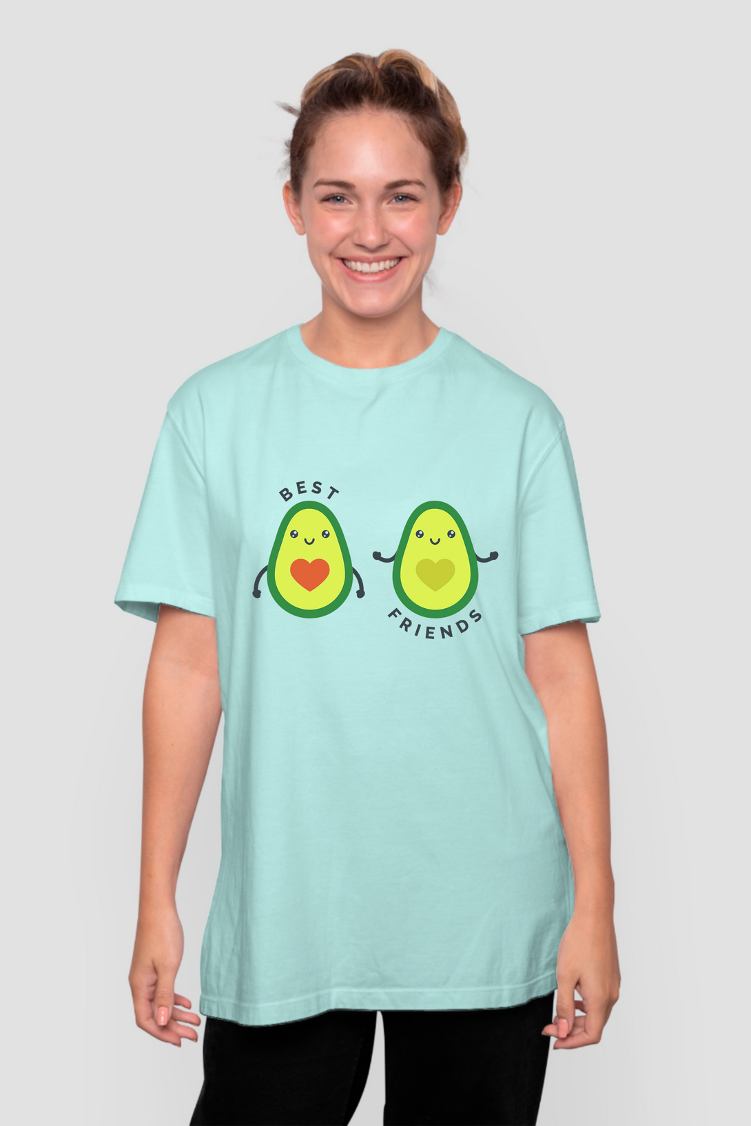 Avocado Friends Printed Oversized T-Shirt For Women - WowWaves - 6
