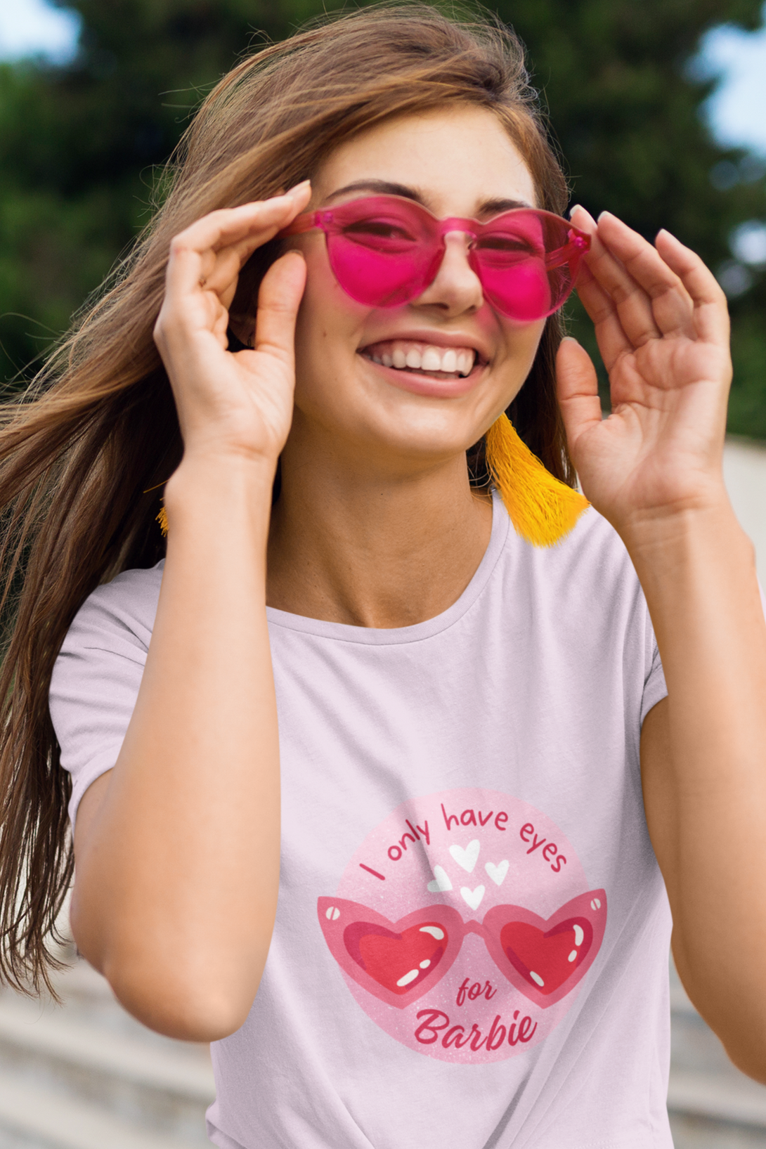 Barbie Eyes Printed T-Shirt For Women - WowWaves - 2