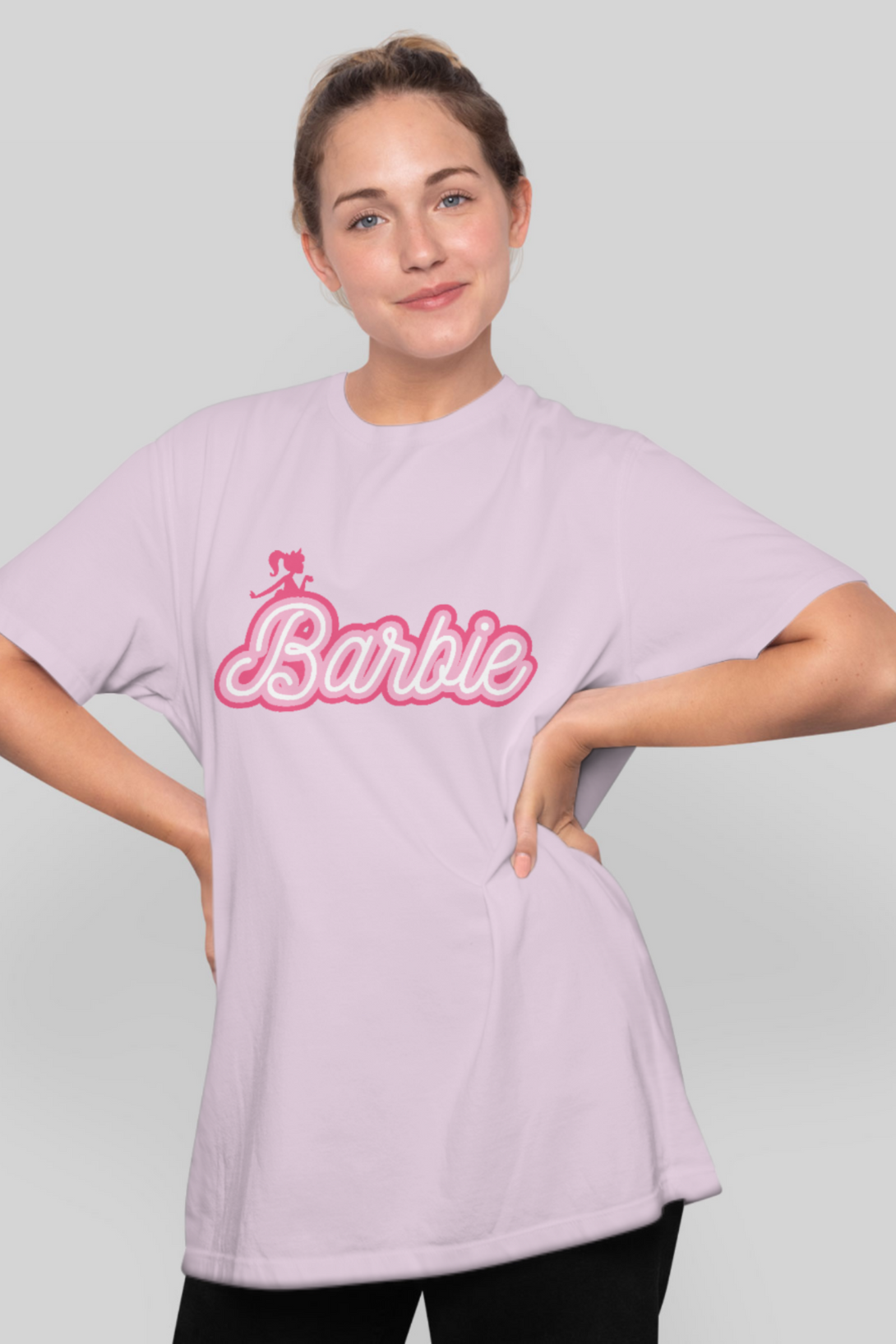 Buy Now Barbie Printed Oversized T-shirt for women Rs 578 at WowWaves Light Pink / XS