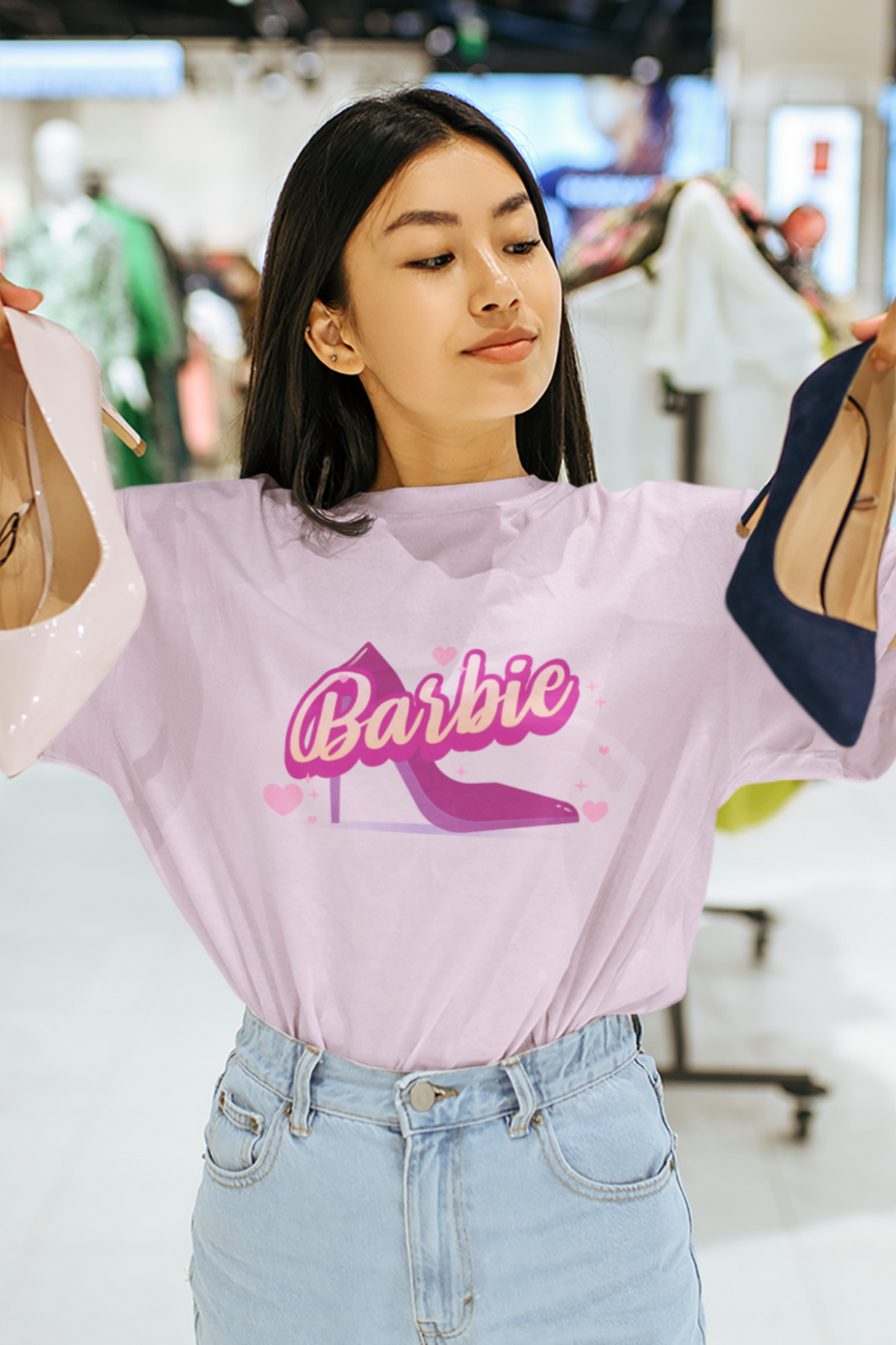 Barbie Sandal Printed Oversized T-Shirt For Women - WowWaves - 2
