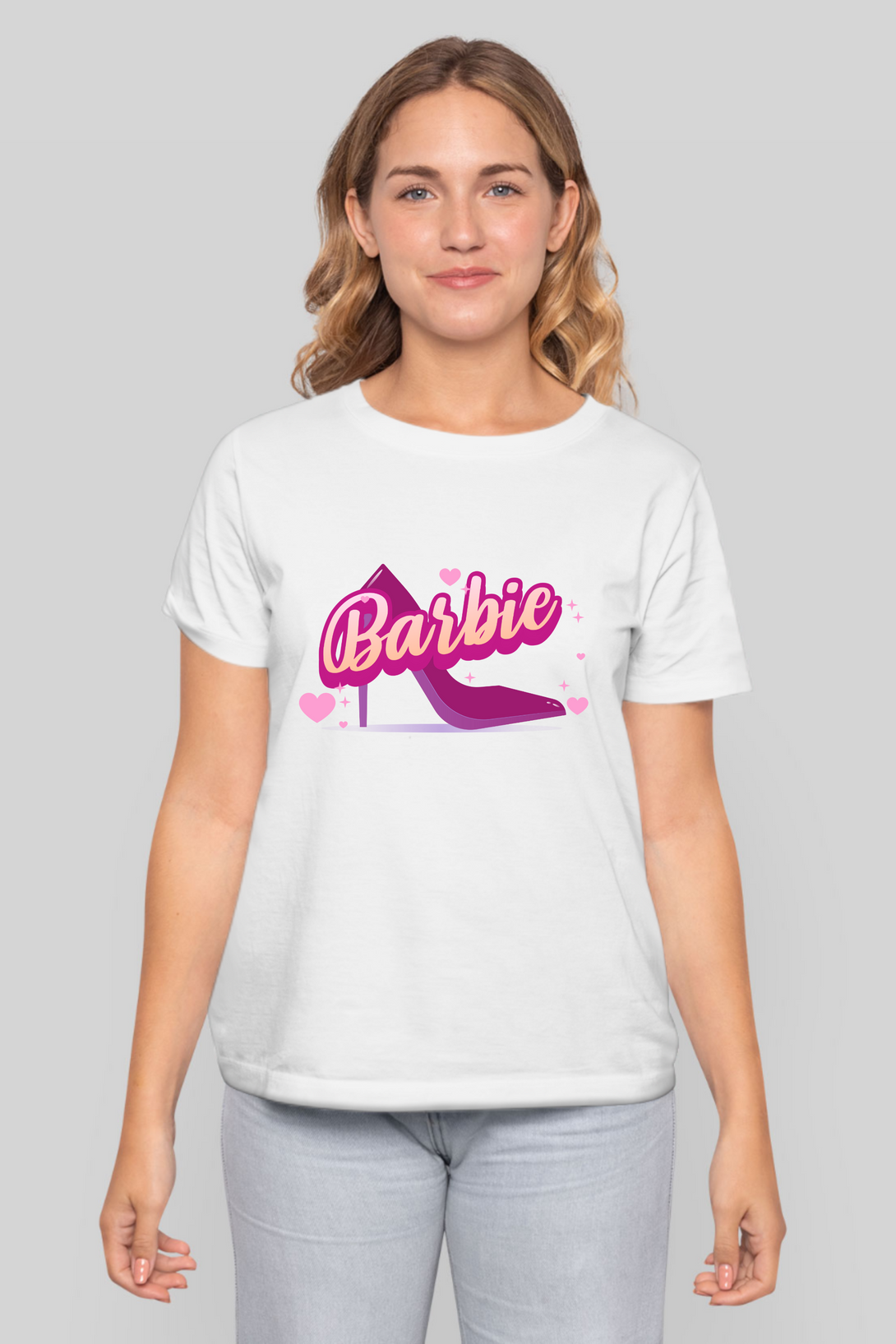 Barbie Sandal Printed T-Shirt For Women - WowWaves - 7